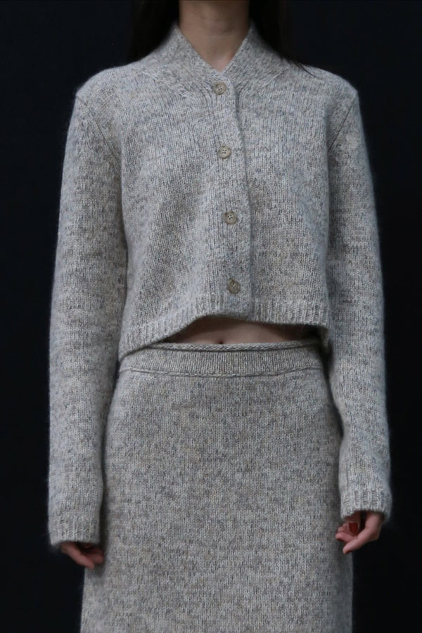 SWAYING 24 Autumn and Winter Shawl Collar Short Cardigan SW-SW24AW1T55-QH Light Gray